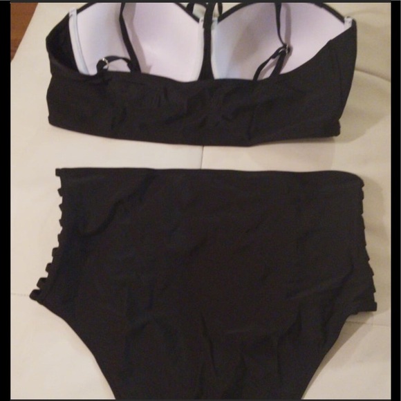 BLACK plus size high waist woman swimsuit - Picture 5 of 6